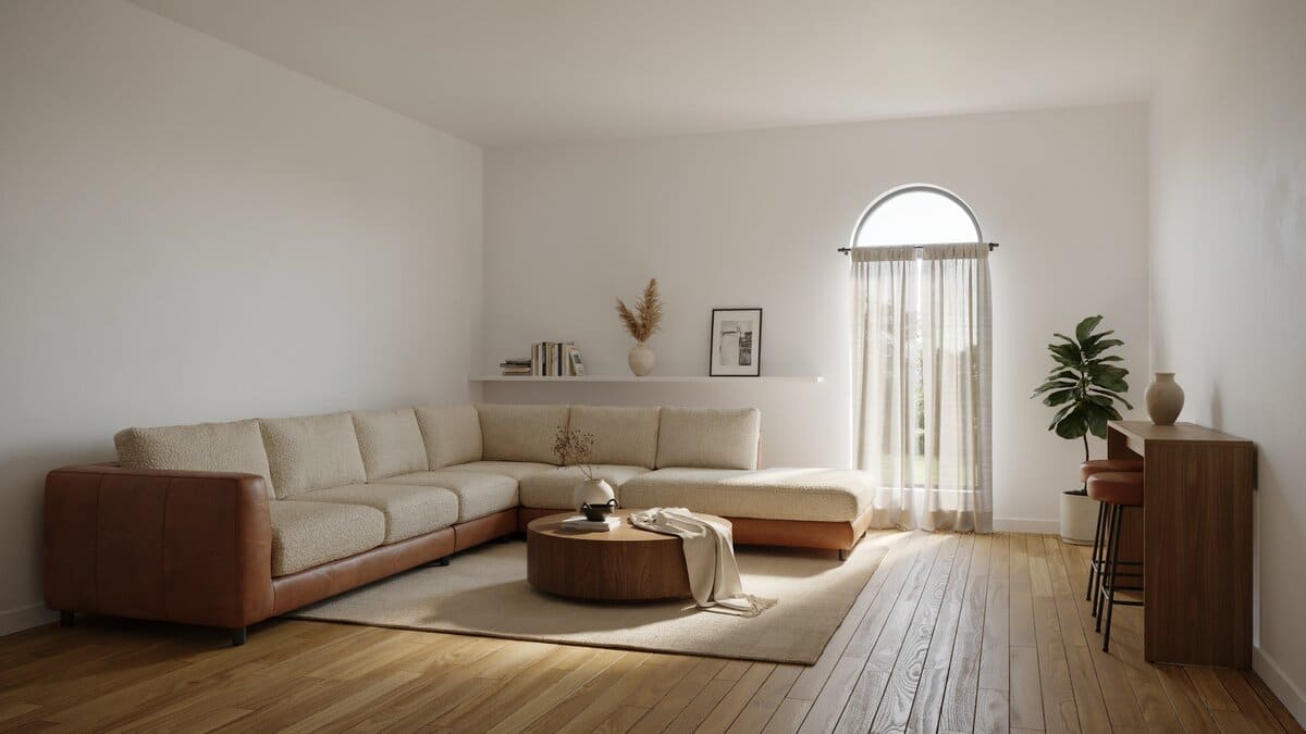 Stylish modern living room after interior design and decor renovation
